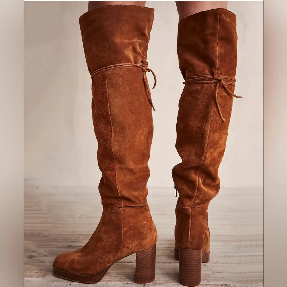 NWB FREE PEOPLE suede echo platform over the knee boot - Picture 9 of 15